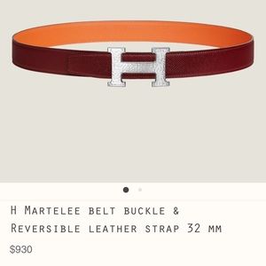 Hermes belt H Martelee belt buckle & Reversible leather strap belt size 100